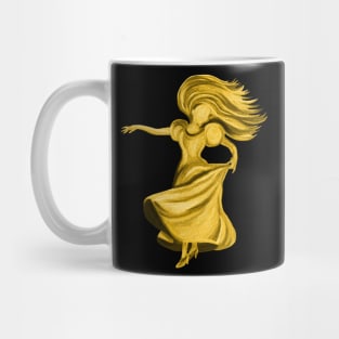 Gold Flamenco Dress Twirling Lady Mug